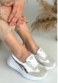 LQZ Shoes Zitta Beyaz Cilt Leopar Detaylı Spor Ayakkabı