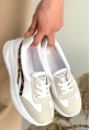 LQZ Shoes Zitta Beyaz Cilt Leopar Detaylı Spor Ayakkabı