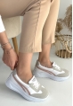 LQZ Shoes Zitta Beyaz Cilt Pudra Detaylı Spor Ayakkabı