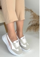 LQZ Shoes Zitta Beyaz Cilt Pudra Detaylı Spor Ayakkabı