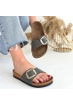 LQZ Shoes Zooy Yeşil Nubuk Terlik