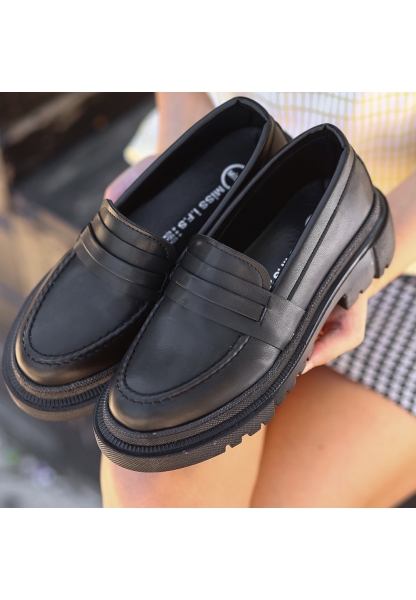 LQZ Shoes Meos Siyah Cilt Ayakkabı